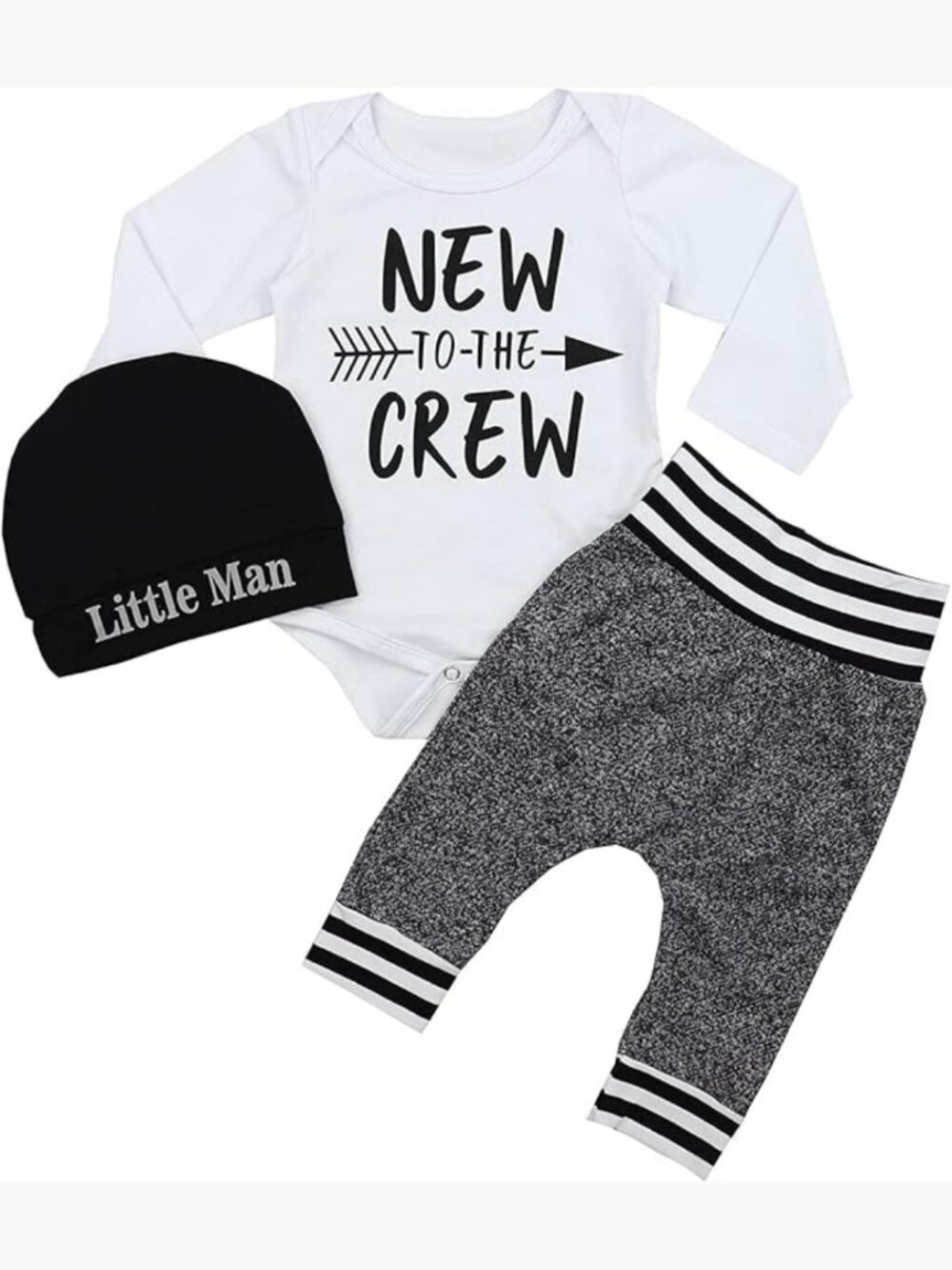 Newborn Baby Boy Romper Pants Hat 3PC Set Cotton Letter Print